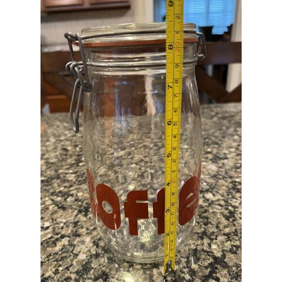 Vintage Clear Glass Jar Canister Coffee Spell Out MCM Retro Font Mid Century - Picture 13 of 13
